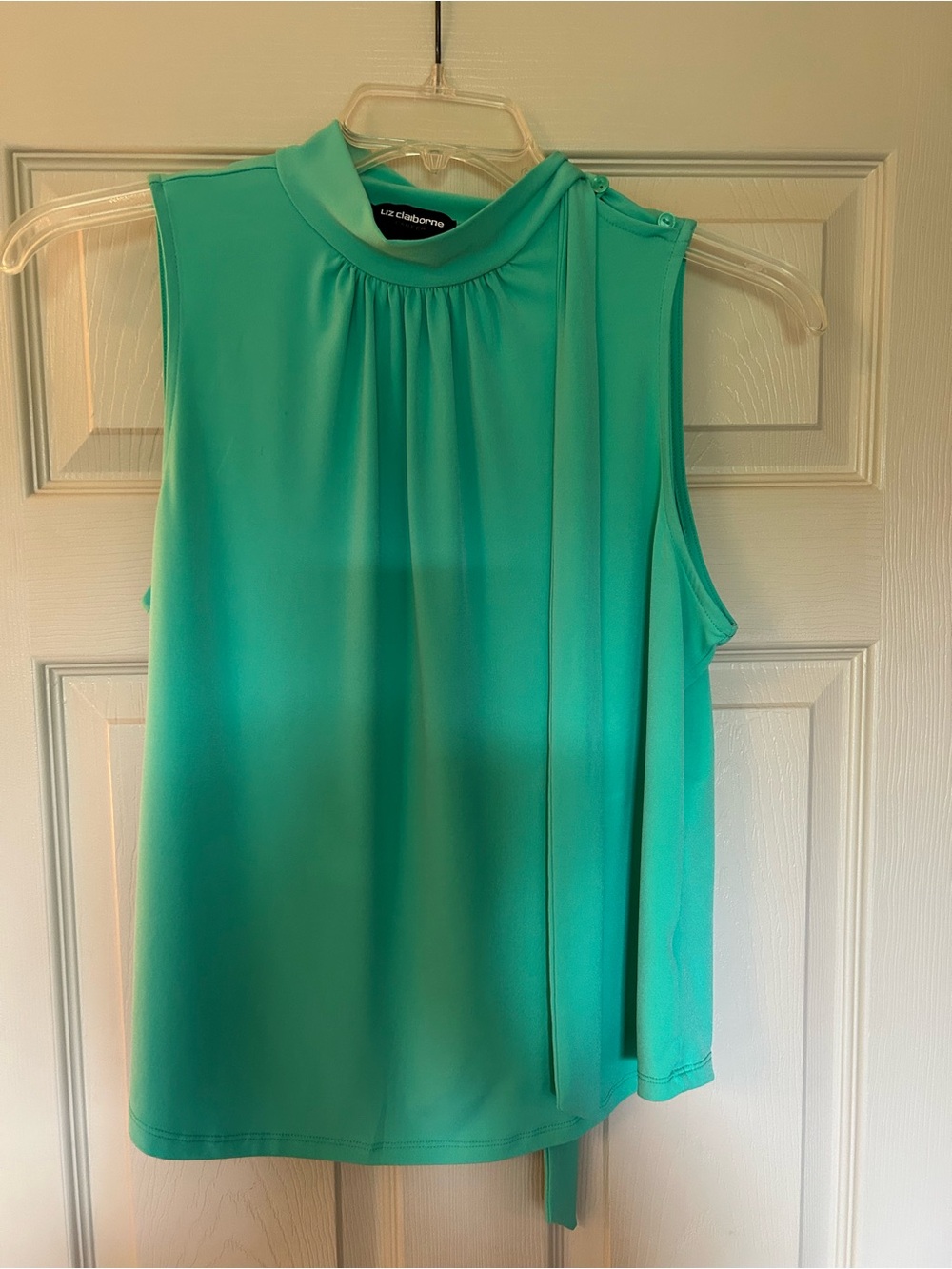 Liz Claiborne Teal Tie-Neck Sleeveless Blouse